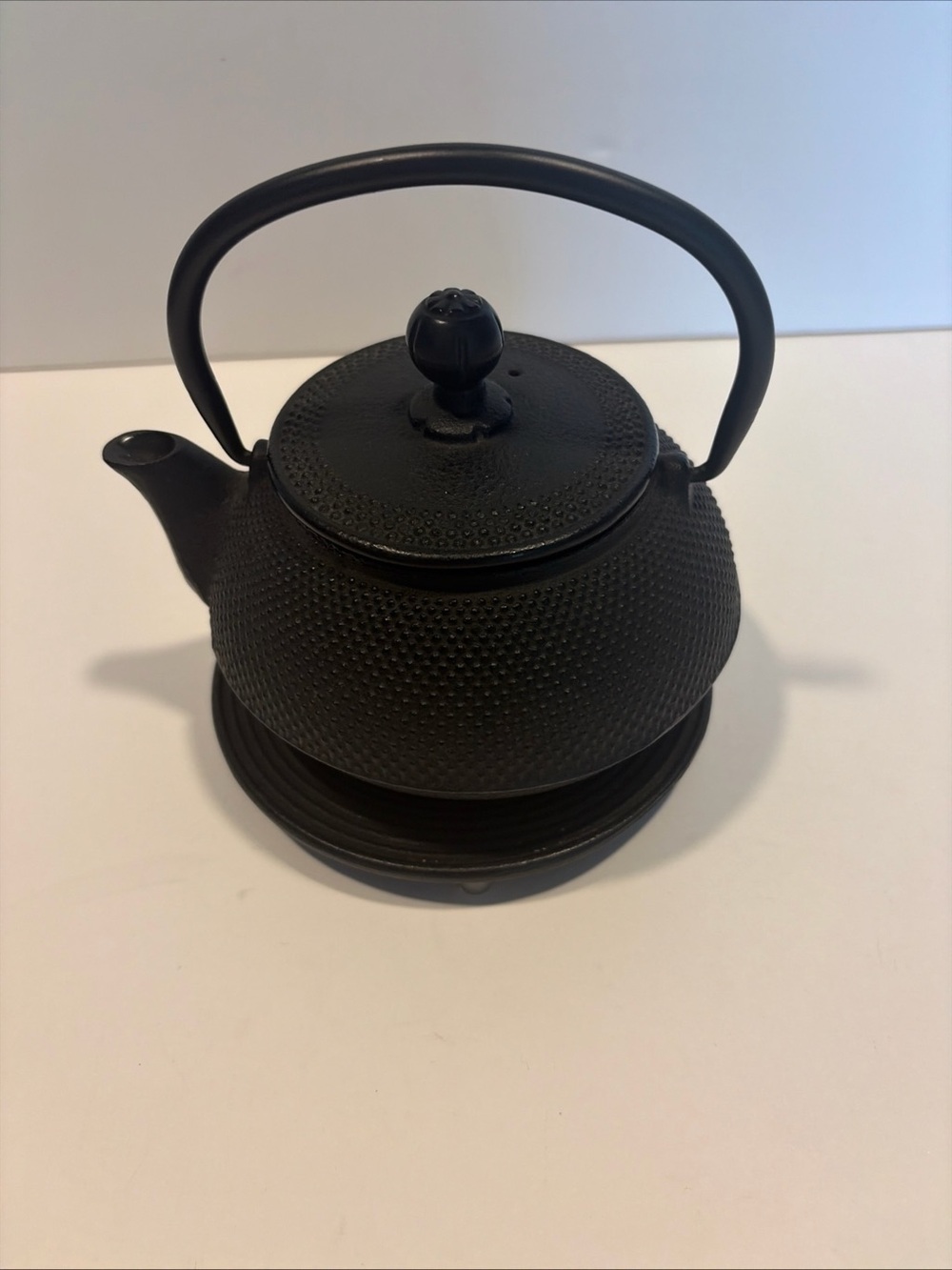 Classic Black Cast Iron Teapot with Handle
